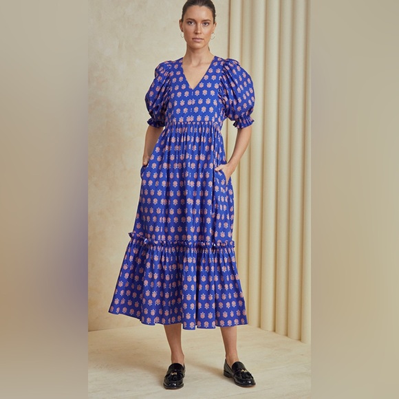 HUNTER BELL- Palmer dress, Elegant Blue Floral